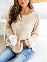Fashion Round Collar Loose Waffle Knit Pullover