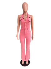 Fashion Denim Backless Jumpsuits