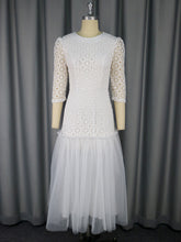 Elegant Mesh Patchwork Lace Hollow out Party Dress