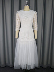 Elegant Mesh Patchwork Lace Hollow out Party Dress