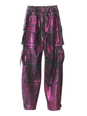 Fashionable Metallic Cargo Trousers Jeans