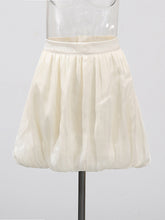 Casual High Waist Mesh Bubble Pleated Skirt
