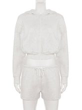Zipper Hooded Crop Top Shorts Sweatsuits Sets