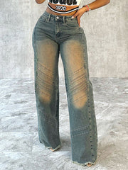 Vintage Distressed Denim Straight Jeans