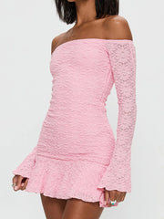 Sexy Ruched Off Shoulder Bodycon Mini Dress