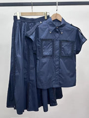 Fashion Embroidered Hollow out Top Long Skirt Sets