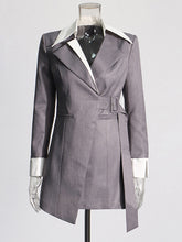 Fashion Two Tone Asymmetrical Mini A-Line Blazer