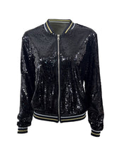 Casual Zipper Up Sequin Cardigan Jacket