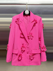 Elegant Spliced Appliques Blazer