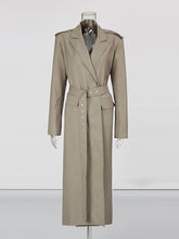 Fashion Solid Lapel Lace-Up Casual Trench Coat