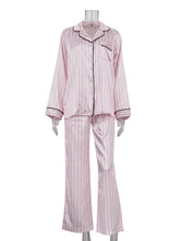 Stripes Loose Top And Straight Leg Trousers Casual Set