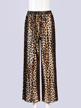 Fashion Leopard Print Satin Loose Pants