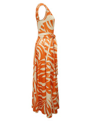 Fashion Print One Shoulder Lace-up Slim Maxi Dress