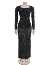 See Through Mesh Sparkly Rhinestone Party Dress