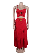 Flower Shape Tie-Up Tiered Maxi Skirt Matching Set