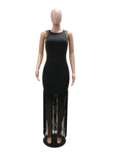 Sexy Round Neck Rhinestone Sleeveless Fringes Dress