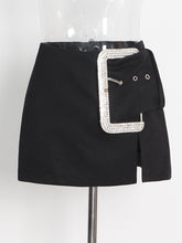 Fashion Rhinestone Ornament Slit Skirt