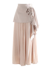 Fashion Solid Spliced Appliques Loose Skirts