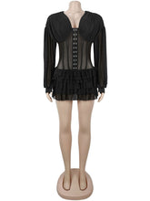 Sexy V Neck Sheer Mesh Club Mini Dress