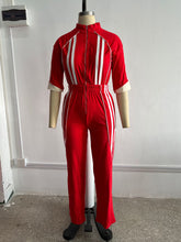 Fashion Stand Collar Zip-Up Striped Jumpsuit