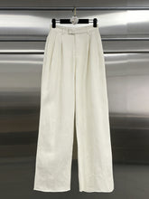 Fashion Pleated Hemp Straight-Leg Pants