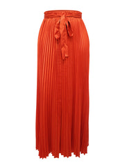 Casual Loose High Waist Pleated Maxi Skirt
