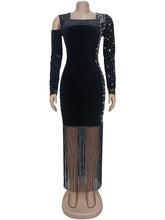 Fashion Rhinestone Decor Fringe Asymmetry Bodycon Dress