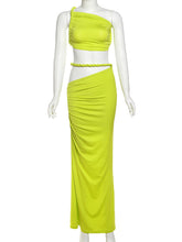 Sexy Sloping Shoulder Twist Knot Backless Maxi Dress