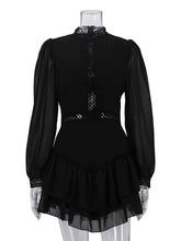 Fashion Chiffon Hollow Out Ruffles Mini Dress