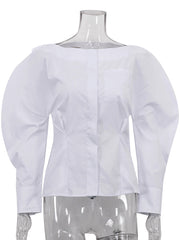 Casual Off Shoulder Crossover Backless Classic Shirt