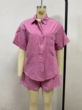 Casual Loose Denim Shirts and Shorts Two Piece Set