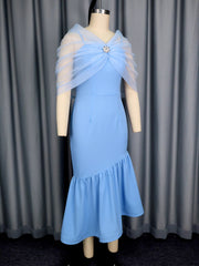 Elegant Off Shoulder Slim Evening Party Fishtail Dress