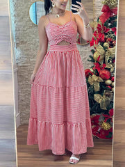 Fashion Stripe Patchwork Spaghetti Strap Dress