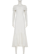 Off Shoulder Long Sleeve Crochet Slim Mermaid Dress