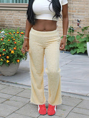 Casual Fluffy Mid Waist Straight Trousers