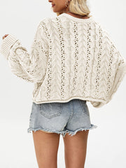 Vintage Textured Button Knit Pullover Sweater