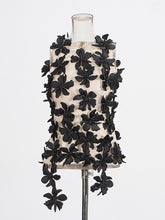 Elegant Solid Flower Patchwork Mesh Sleeveless Top