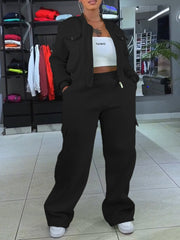 Casual Hoodie Cargo Pants Sports Two Piece Set