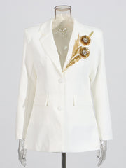 Fashion Beaded Embroidered Casual Blazer