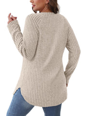 Casual Round Neck Knit Pullover Sweatshirt