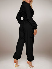 Casual Zipper Cargo Jumpsuits