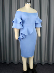 Off Shoulder Ruffles Slim Party Dress