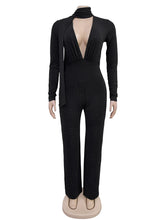 Sexy Deep V Scarf Rhinestone Jumpsuit