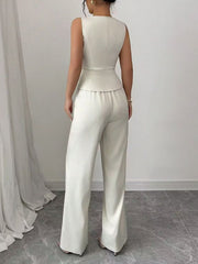 Elegant Sleeveless Slim Top And Pants Two Piece Set