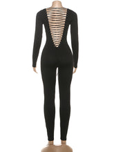 Sexy Long Sleeve Backless Bandage Tight Jumpsuit