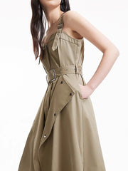 Fashion Zipper Waist Belt Shoulder Strap Dress