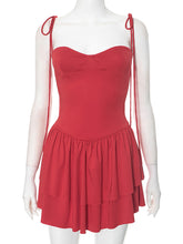 Sexy Lace-up Spaghetti Strap Pleated Mini Dress