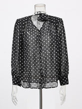 Fashion Polka Dot Print Sheer Mesh Shirt