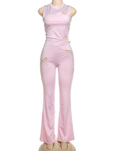 Casual Love Heart Cutout Sleeveless Pants Set