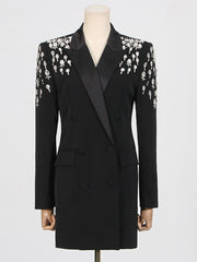 Double Breasted Rhinestone Blazer Dress